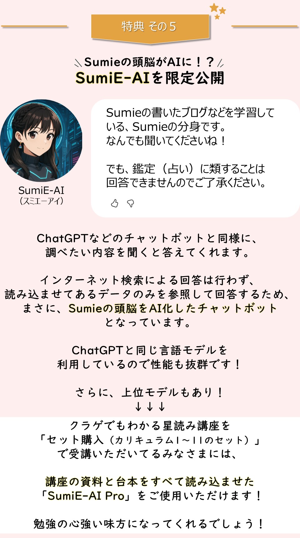 特典５「AIチャットボットSumiE-AIを限定公開」